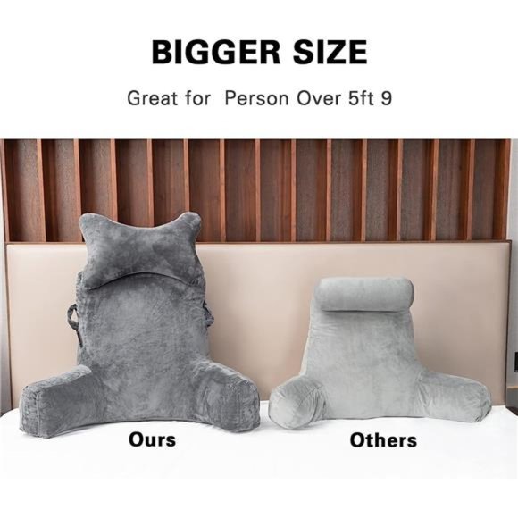 Extra Large 31" Bed Rest Pillow with Detachable Neck Roll & Arms - For Reading - Picture 3 of 7